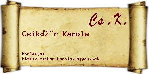 Csikár Karola névjegykártya